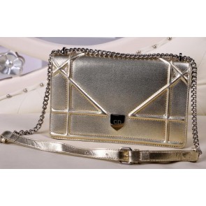 DIOR Shoulder Bag Lambskin Leather D4125 Gold VS08693
