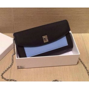 Dior Twist Rendez-Vous Wallet Smooth Calfskin M0400 Black&SkyBlue VS09668