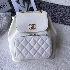 Fake AAA Chanel Grained Calfskin Backpack White A93748 VS05404