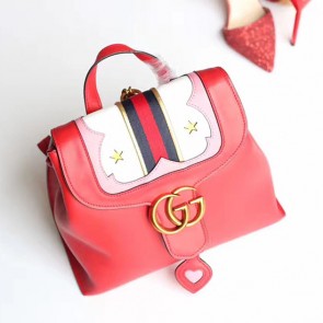 Fake Best Gucci GG Marmont Leather Backpack Red 432265 VS02156