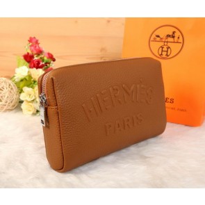 Fake Best Hermes Grainy Leather Clutch H2152 Wheat VS07749