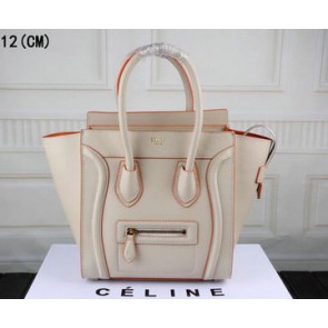 Fake Celine Luggage Micro Boston Bag Original Leather CT33081 OffWhite VS00246