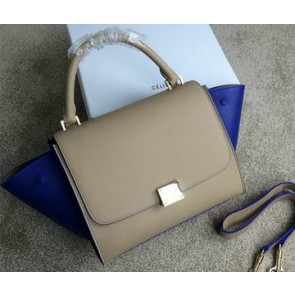 Fake Celine mini Trapeze Bag Original Leather CL005 Beige&Royal VS09595