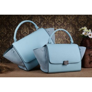 Fake Celine Trapeze tote Bag 3342 in Light Blue Original Clemence Leather With Suede YD VS06491