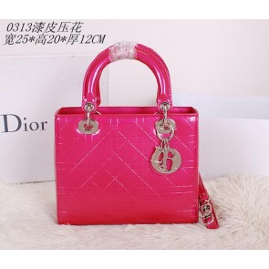 Fake Christian Dior Patent Leather Lady Dior Bag CD0313 Rose VS05281