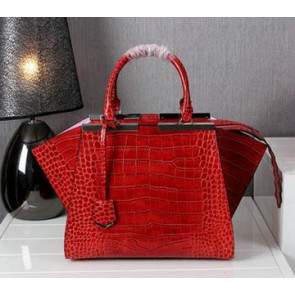 Fake Fendi 3Jours Tote Bag Croco Leather F1131 Red VS03765
