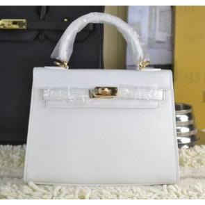 Fake Hermes Kelly 22cm Tote Bag Calfskin Leather White VS05535