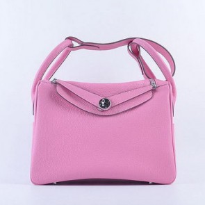 Fake Hermes Lindy 30CM Grainy Leather Shoulder Bag H6207 Pink VS00349