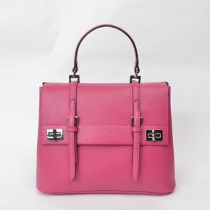 Fake Prada Lux Double Satchel Bag BN2798 in Rose Red Original Saffiano Leather XZ VS03376