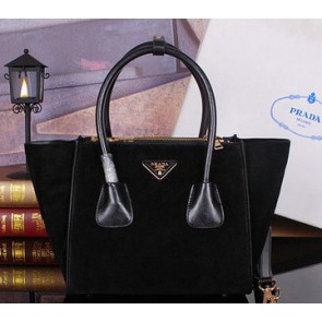 Fake Prada Nubuck Leather Tote Bag BN2625 Black VS05417