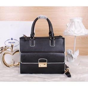 Fake Prada Original Grainy Leather Tote Bag BN9055 Black VS06741