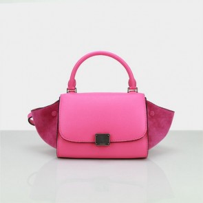 Fake Replica Celine Nano Trapeze Bag Ferrari&Nubuck Leather C88038 Rose VS06419