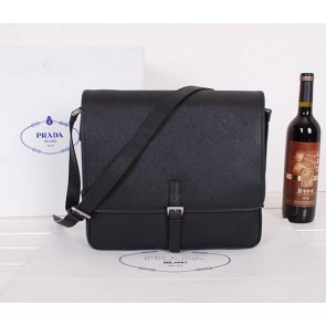 Fake Top PRADA Original Saffiano Leather Messenger Bag VA3081 Black VS07656