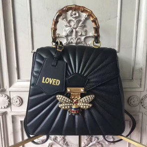 Fashion Gucci Queen Margaret Quilted Leather Backpack Black 476664 VS08259