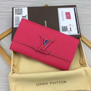 Fashion Louis Vuitton Taurillon Leather Capucines Wallet Rose M61471 VS05795