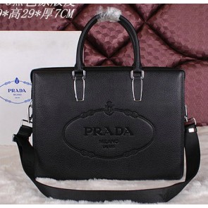 Fashion Replica Prada Original Leather Briefcase P2745 Black VS06323