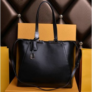 Fendi 2Jours Shoulder Bag Calfskin Leather 8BH272 Black VS05218