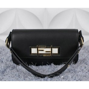 Fendi 3BAGUETTE Two-Tone Calfskin Clutch 8BR720 Black VS05997