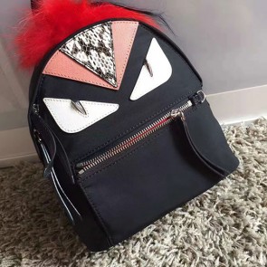 Fendi Backapck in Nylon and Leather with Red Bag Bugs Eyes 231010 VS00703