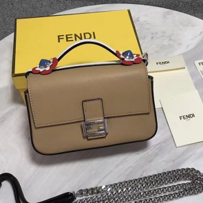 Fendi Double Micro Baguette Bag Beige and Black FB1751 VS09490