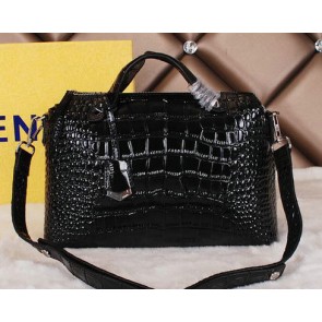 Fendi Fall Winter 2015 Tote Bags Croco Leather F2351 Black VS05235