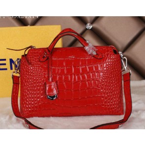 Fendi Fall Winter 2015 Tote Bags Croco Leather F2351 Red VS06152