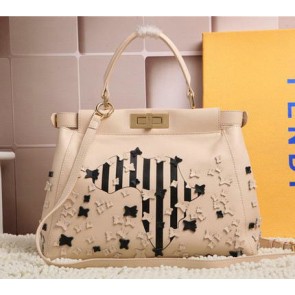 Fendi Icoic Peekaboo Bag in Calfskin Leather 8BN1169 Apricot VS05738