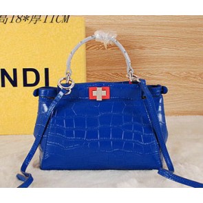 Fendi mini Icoic Peekaboo Bag Croco Leather F6033 Blue VS05451