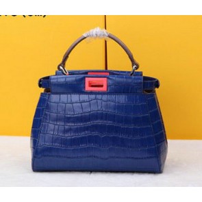 Fendi mini Peekaboo Bag Croco Leather F520885 Blue VS05842