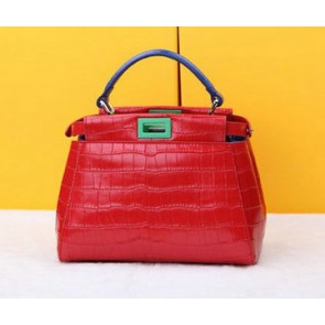 Fendi mini Peekaboo Bag Croco Leather F520885 Red VS06289