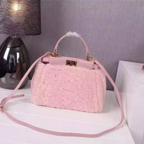 Fendi mini Peekaboo Bags Rabbit Fur FD2311 Pink VS07611