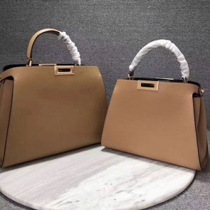 Fendi Peekaboo Tote Bag Beige Original Leather F280504 VS07244