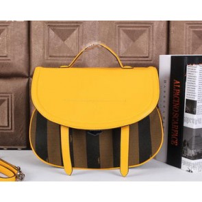 Fendi Pequin Medium Saddle Top Handle Bag 8BT221 Yellow VS01326