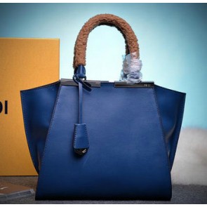 Fendi Petite 3Jours Tote Bag Calfskin Leather 8BH279 Blue VS08195