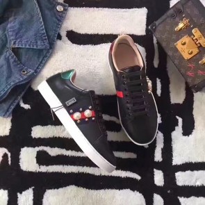 Gucci Ace Studded Leather Low-top Sneaker Black 431887 VS02110