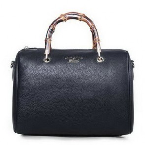 Gucci Bamboo Shopper Original Leather Boston Bag 353124 Black VS06620
