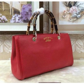 Gucci Bamboo Tote Bag Grainy Calf Leather 323660 Red VS06900