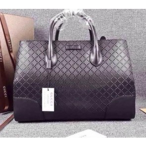 Gucci Bright Diamante Leather Top Handle Bag 354225 Black VS08992