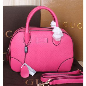 Gucci Bright Diamante Leather Top Handle Bags 354224 Rose VS06762