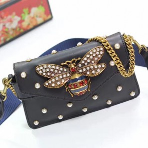 Gucci Broadway Leather Clutch Black 453778 VS05513
