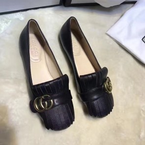 Gucci Calf Leather Ballet Flat Black 453373 VS04767
