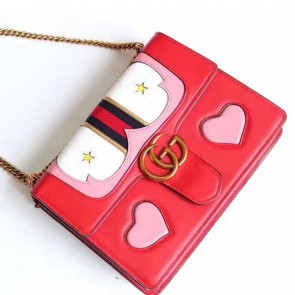 Gucci GG Marmont Leather Shoulder Bag Red 431382 VS06843