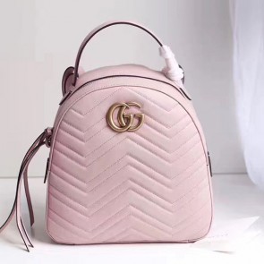 Gucci GG Marmont Quilted Leather Backpack Pink 476671 VS09898