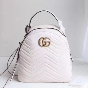 Gucci GG Marmont Quilted Leather Backpack White 476671 VS05237