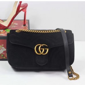 Gucci GG Marmont Velvet Shoulder Bag Black 443497 VS06495