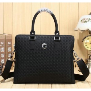 Gucci Guccissima Leather Business Briefcase G2381 Black VS00093