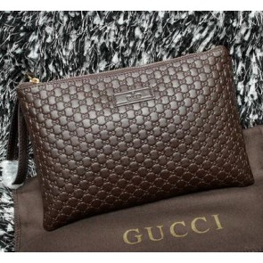 Gucci Guccissima Leather Clutch G66232 Brown VS08943