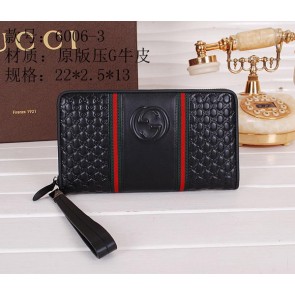 Gucci Guccissima Leather Mens Clutch G60063 Black VS05742