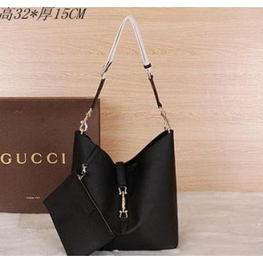 Gucci Jackie Grainy Leather Hobo Bag G3525 Black VS08613