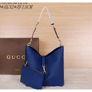 Gucci Jackie Grainy Leather Hobo Bag G3525 Blue VS08918